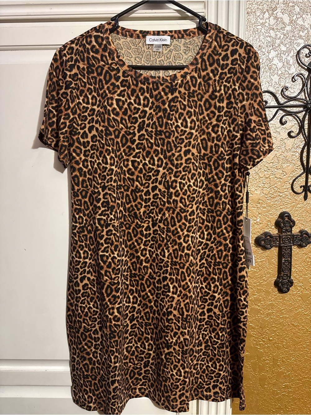 Calvin Klein Leopard Print Shift Dress - Brown and Black